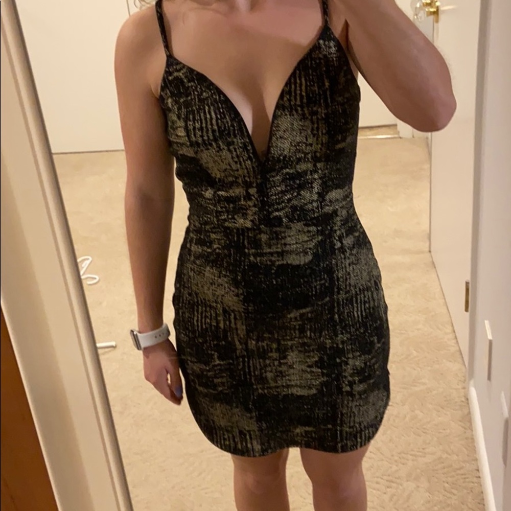 Tobi Bianca Cosmic Dust Black & Gold BodyCon Mini Dress
